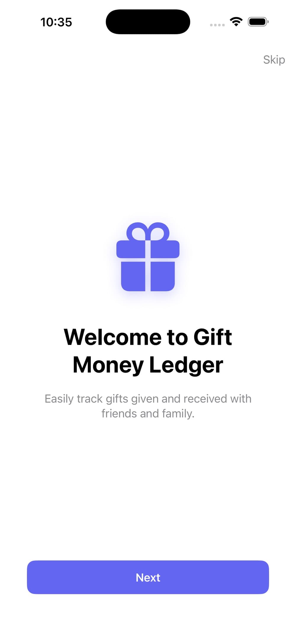 Gift Money Ledger app interface screenshot 1