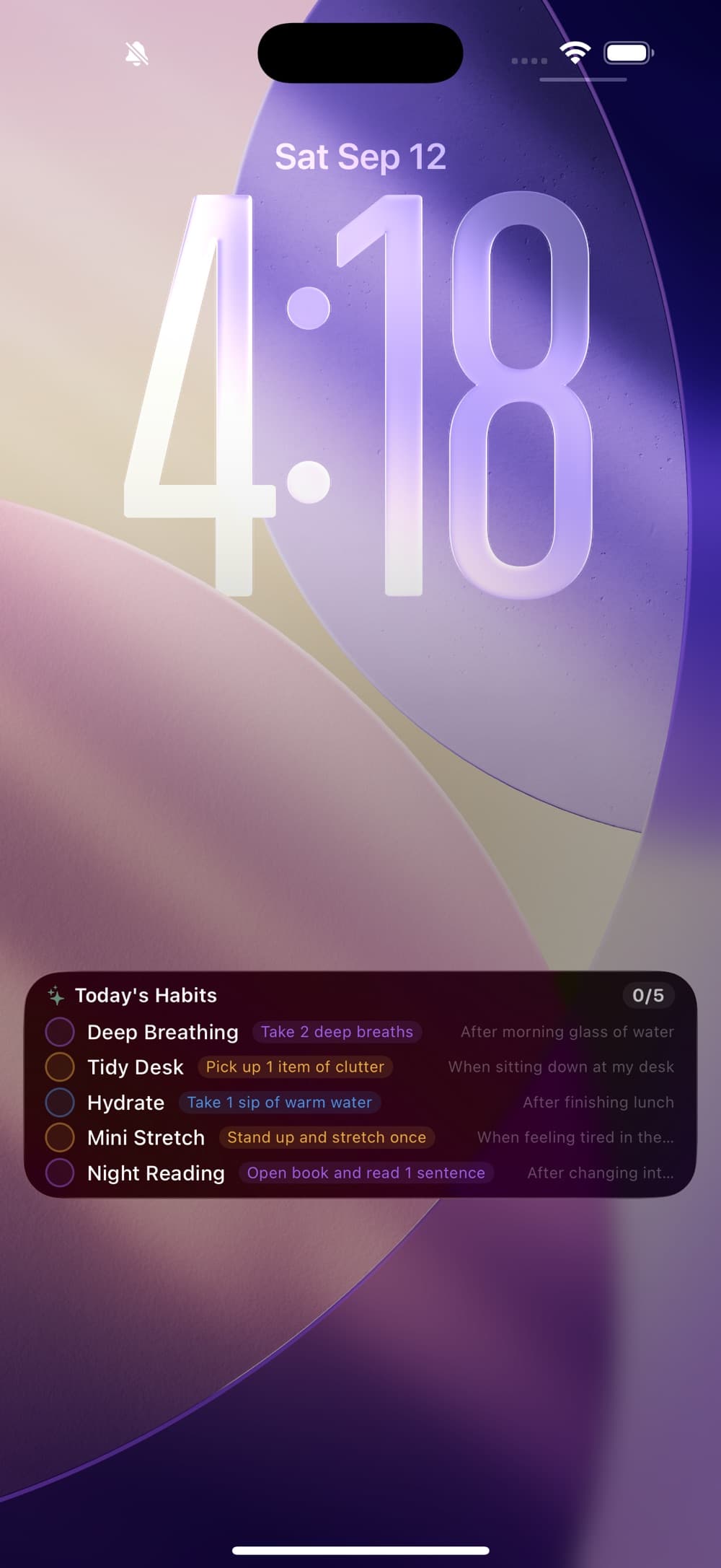 TinyHabit Today app interface screenshot 2