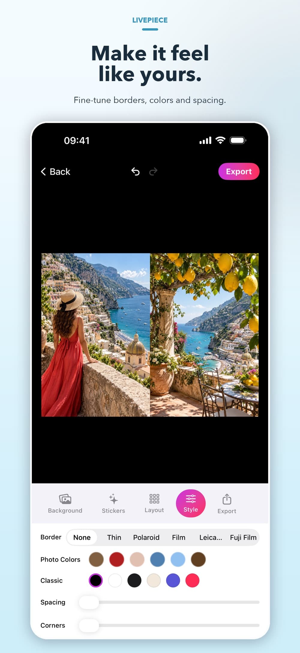 LivePiece app interface screenshot 1