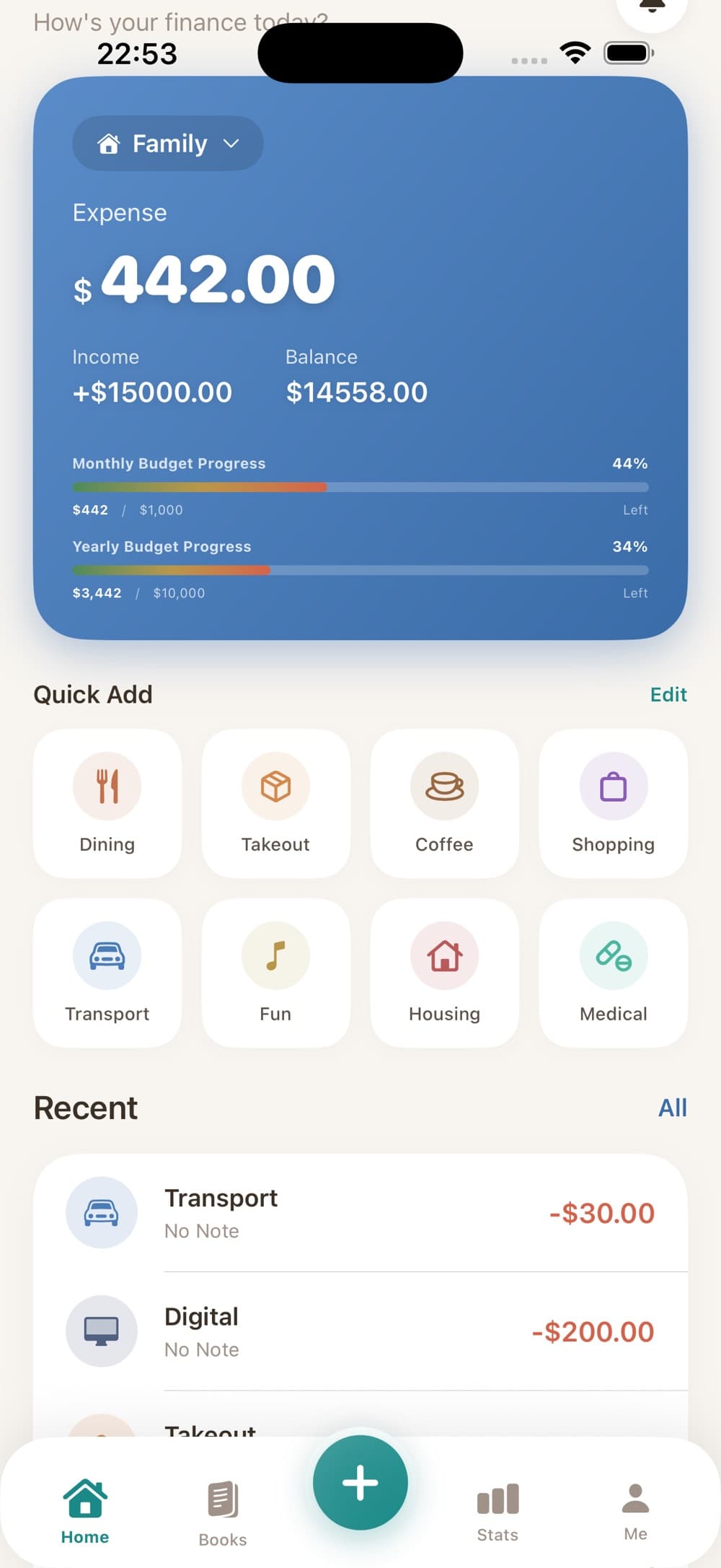 Otter Ledger app interface screenshot 1