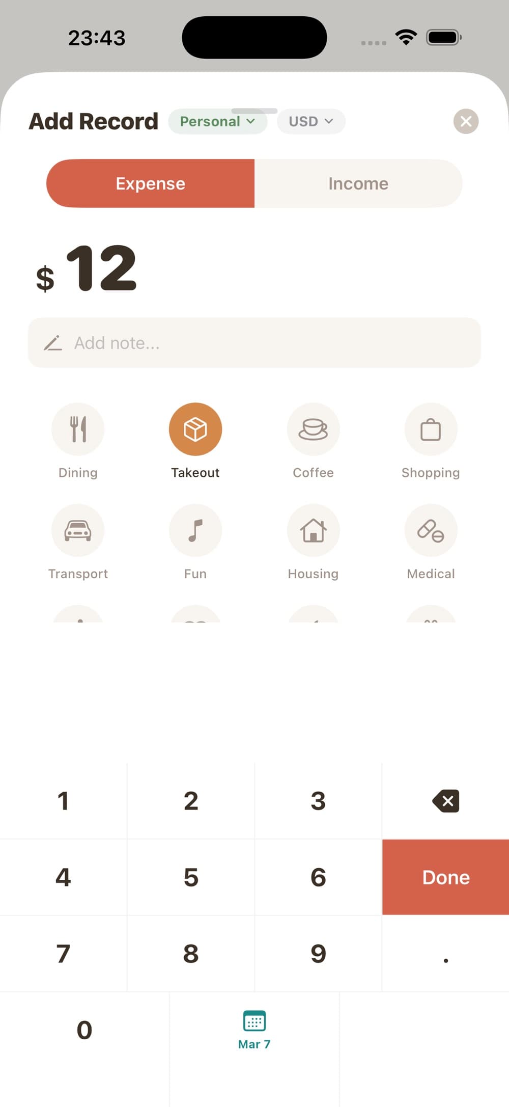 Otter Ledger app interface screenshot 2