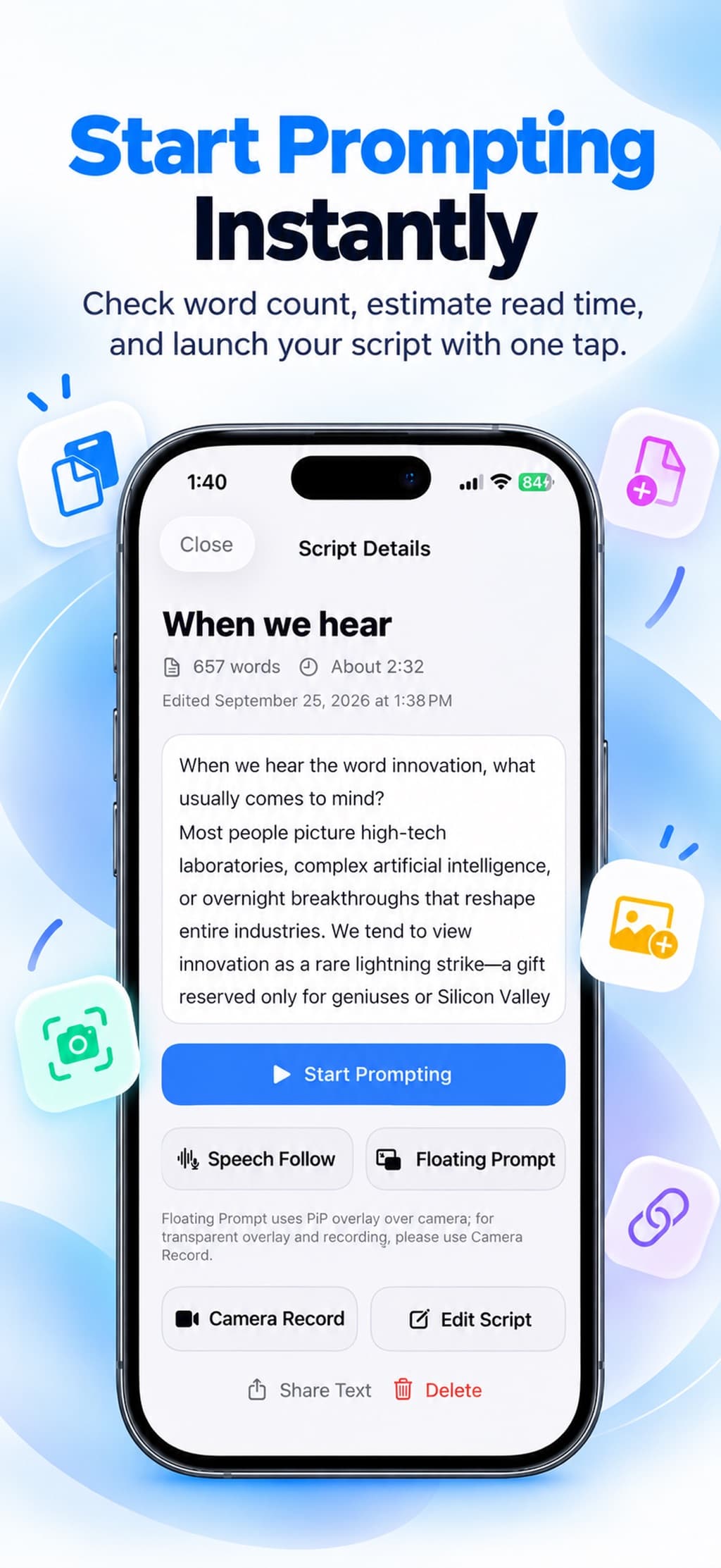 Teleprompter - AI Voice Follow app interface screenshot 5